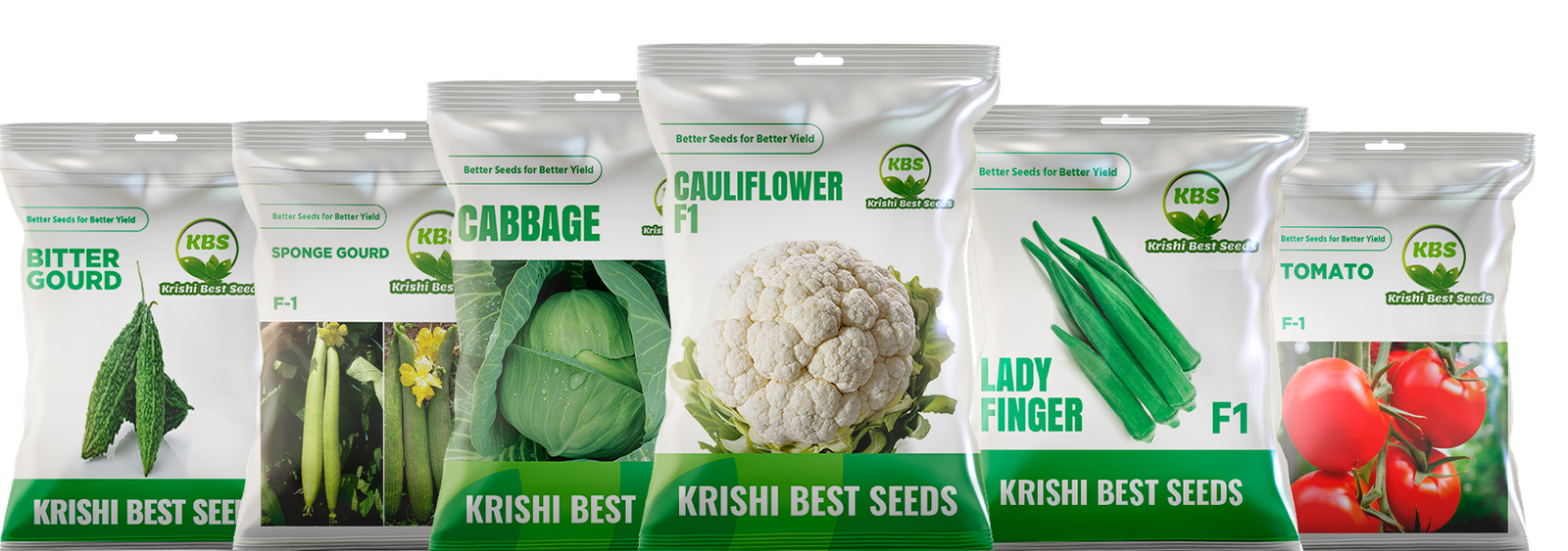 Real KBS seed packs across several crops